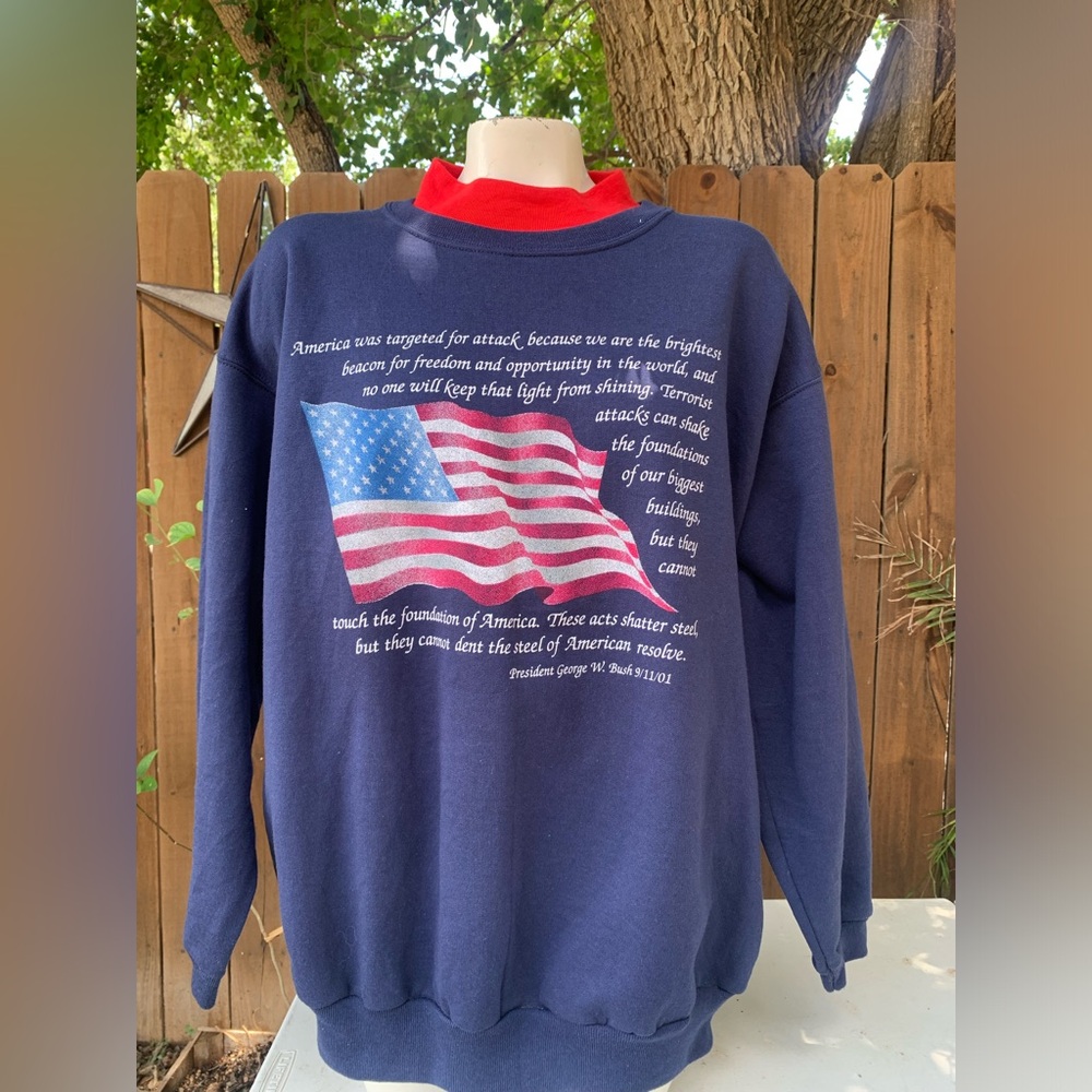 NWT United States flag Endless Design Grandma's Sweater size 1X.